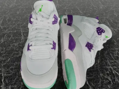 NIKE JORDAN 4 RETRO SB 3D SHOES - PURPLE Low-poly 3D model