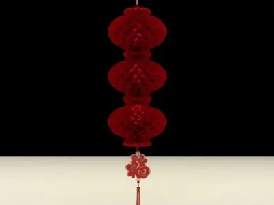 Chinese red tissue  honeycomb Lantern 3D model
