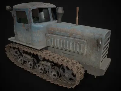 Soviet tractor DT-75 Low-poly 3D model