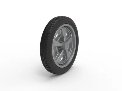Front wheel of old school dragster Version 2 Scale 1 to 25 3D print model