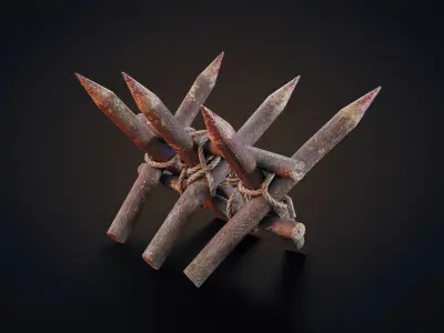 Wooden Stakes Low-poly 3D model