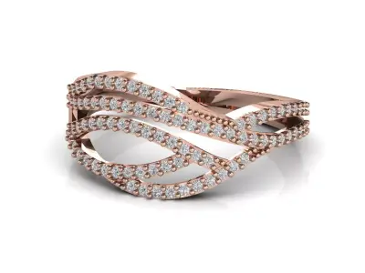 STL 3DM Print Ready Women Diamond Ring Lightweight Printable  3D print model 10