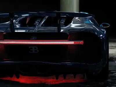 Sports car in an garage Low-poly 3D model