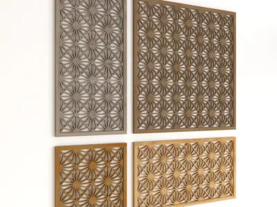 Wood Arabic Islamic pattern decorative grill screen 3D model buy