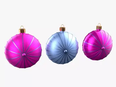 Christmas Tree Ornament Set7 - Pink LightBlue Low-poly 3D model