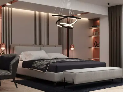 Realistic 3D Bedroom Scene 3D model