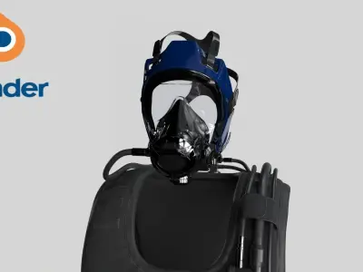 Diving Equipment with Fins Low-poly 3D model