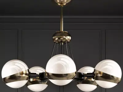 Hold Ball Brass Chandelier 5 3D model