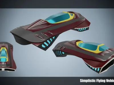 Simplistic Flying Vehicle 14 Low-poly 3D model