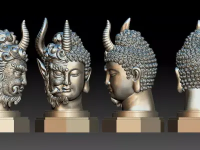 Good and evil face  3D print model