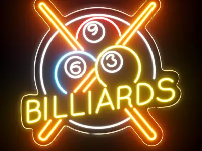 Billiards Neon Sign 3D model