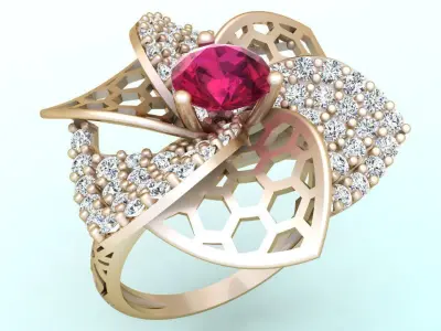  Mesh flower ring - Italian rings - Womens Rings - N6577 3D print model