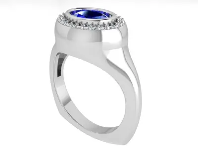 Oval Halo Euro Shank  Ring 3476 3D print model