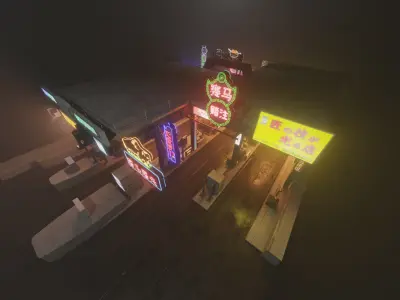 Cyberpunk Vehicle Toll Booth Sign Concept Low-poly 3D model