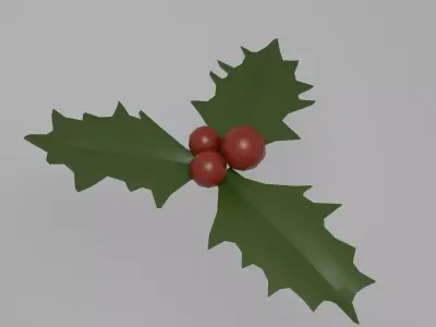 Holly leaf Low-poly 3D model
