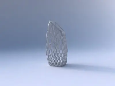 Vase bent rectangle with bubble grid lattice 3D print model