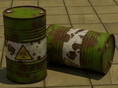 Barrels and Pallet Stylized Industial Pack Game-Ready  Low-poly 3D model