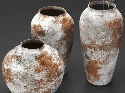 Antique Effect Hydroponic Ceramic Vase Vol5 3D model