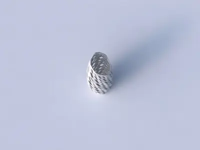 Vase twisted bent hexagon with checker grid lattice 3D print model