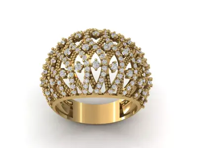 STL 3DM Print Ready Women Diamond Ring Lightweight Printable  3D print model 119
