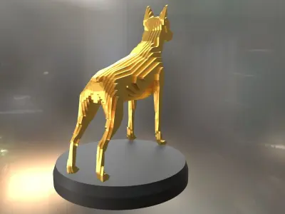 Parametric Doberman Pinscher Low-poly 3D model