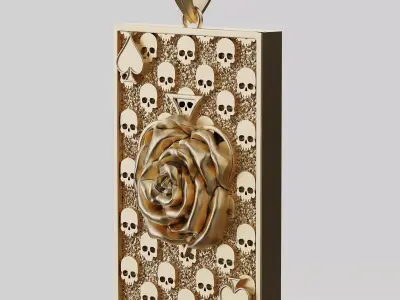 Pikes Spades playing card skull 3d model  pendant 3D print model