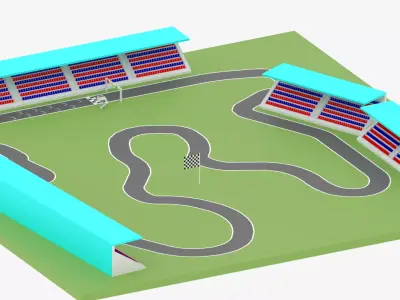 Cartoon Race Track 3D model