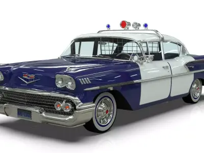 Chevrolet Belair Police 1958 Low-poly 3D model