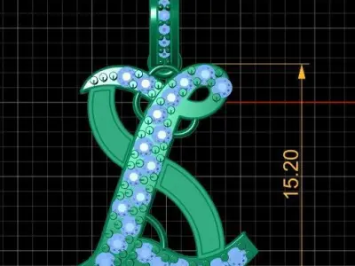 LUXURY ALPHABET L PENDAANT 3D PRINTABLE MODEL 3D print model