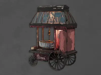 Street Cart Food Bakery Stylized Low-poly 3D model