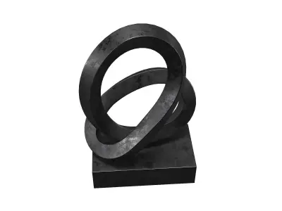 Cast Metal Abstract Sculpture 4 RH Low-poly 3D model