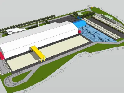 Layout for Precast factory and office 3D model