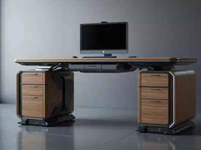 Futuristic PC Table 3D Model  Modern Luxury Desk Low-poly 3D model
