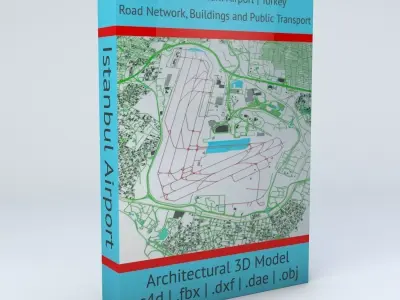 Istanbul Ataturk TAV Airport Roads Buildings and Public Trans 3D model