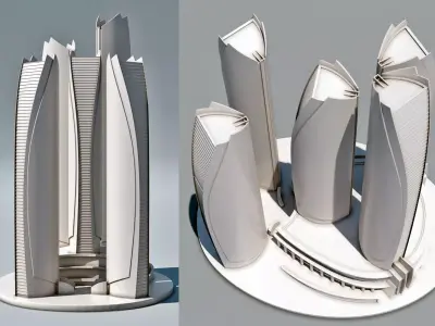 Etihad Towers in Abu Dhabi 3d Model  3D print model