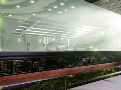 Solar Carport Type-4 3x12 Panels Diorama 3D model