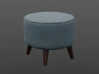 Round Jaxon Ottoman navy upholstery Low-poly 3D model