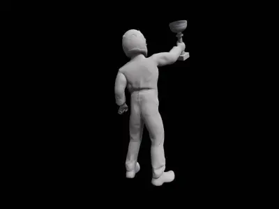The rider on the podium took the first place cup 3D model