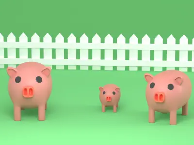 Cartoon Pig Low-poly 3D model