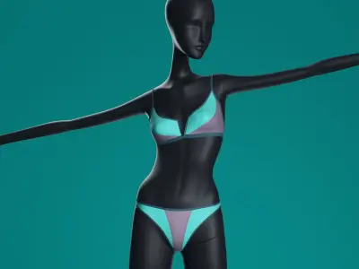 Woman Swimsuit VS V-splice Bralette blue 3D model