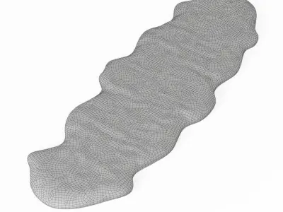 Fluffy decorative carpet made of Icelandic sheepskin fur 3D model