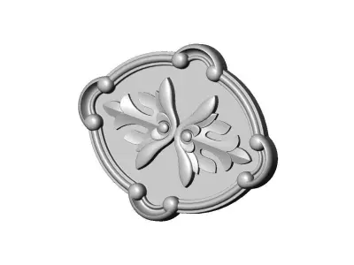 Oval scroll frame and carved floral ornament relief 3D print model