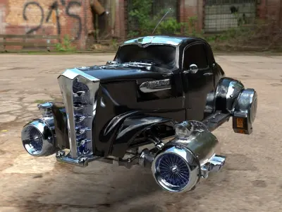 Futuristic Retro Car Low Poly 3D model