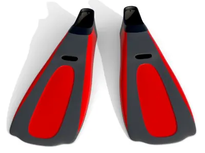 Dive Flippers Red Low-poly 3D model