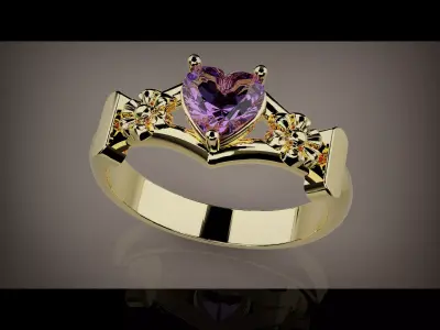 Heart flowers Ring for female  Free 3D print model