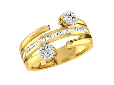 Light Weight Yellow Gold Diamond Ring  -DDS RN 216 3D print model