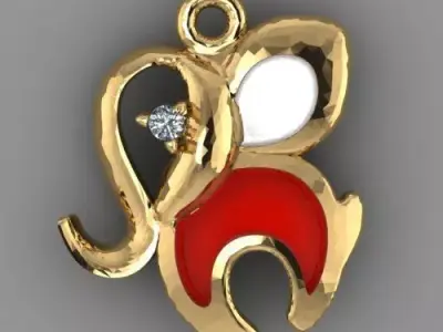 baby elephant pendant 3D print model