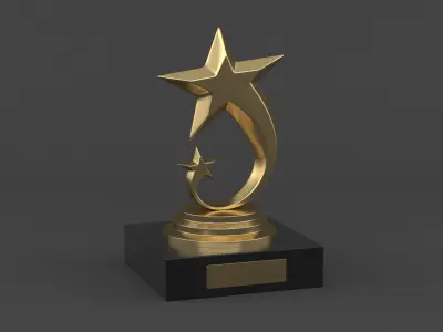 Gold Trophy Cups 3D model 14