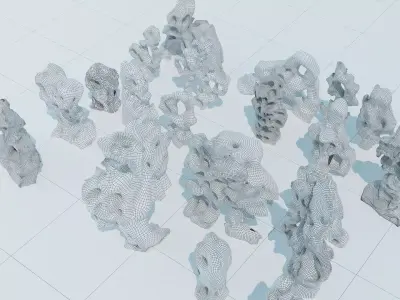 Parts Cluster-stone-Rockery stone 3D model