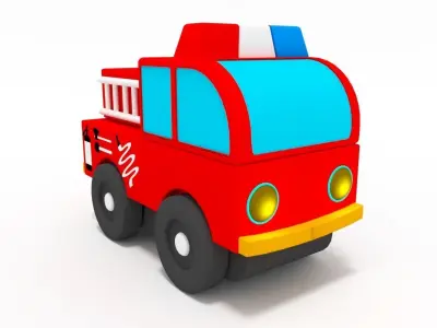 Cartoon trucks pack Low-poly 3D model